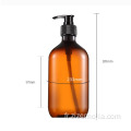 Bouteille de shampoing en plastique ambré vide de 16 oz avec pompe